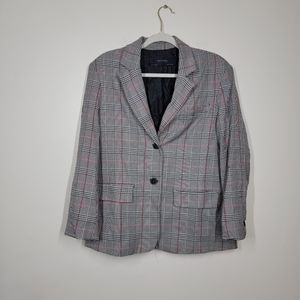 Zara plaid two button blazer black white and red size small
